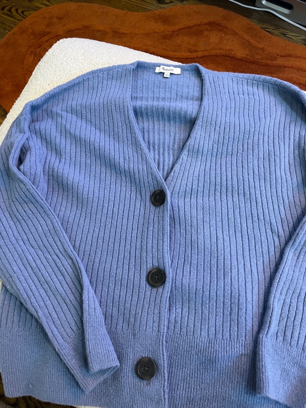 Madewell Lilac Ribbed V-Neck Cardigan